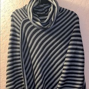 Gorgeous black and grey striped knot poncho